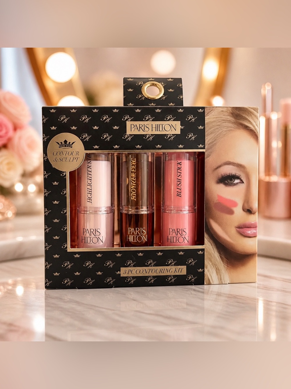 Paris Hilton Rose Gold Contour & Sculpt Stick Kit 3 Pc New Sealed
